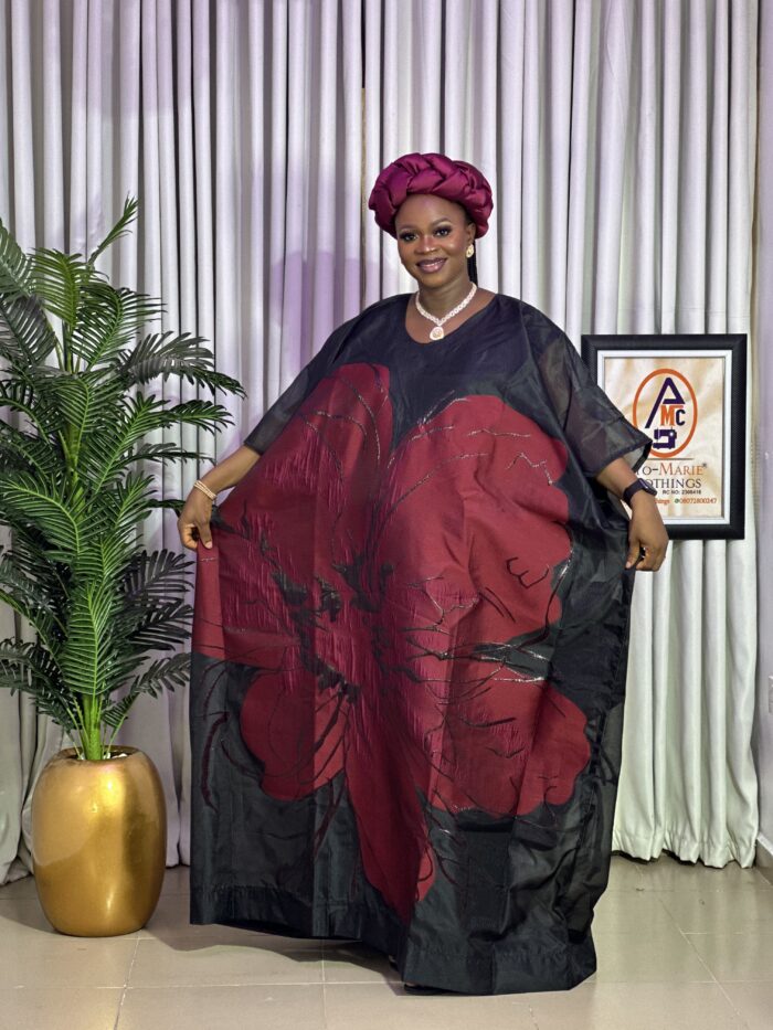 LUXURY ORGANDI BROCADE(WINE) - Image 1